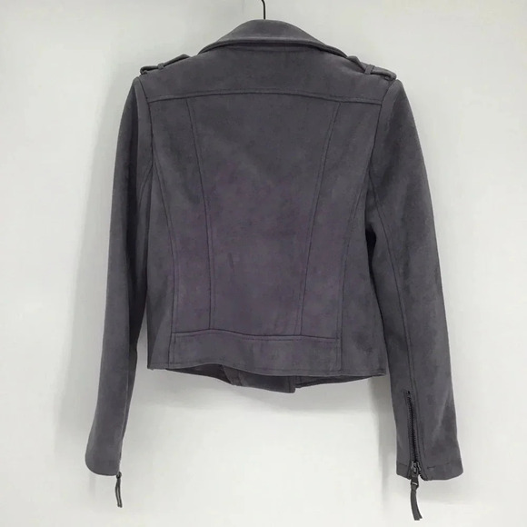 John + Jenn Women’s Moto Jacket Faux Suede Gunmetal Gromet Detail Casual Size XS - Picture 2 of 10